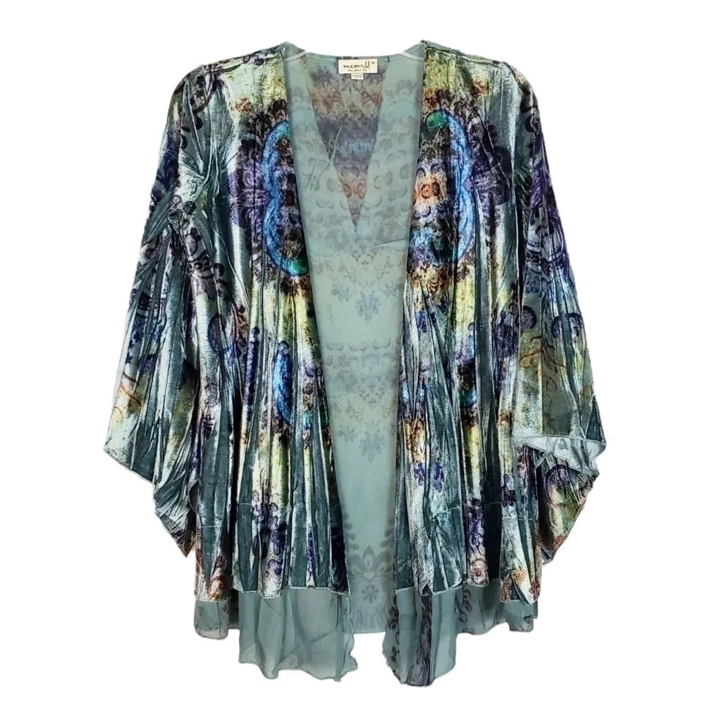 VTG ONE WORLD Live and Let Live Velvet Cardigan